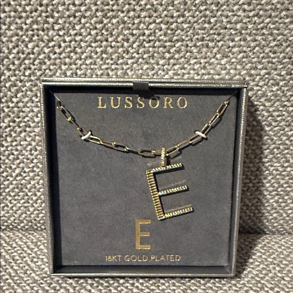 Gold-Plated 'E' Initial Necklace